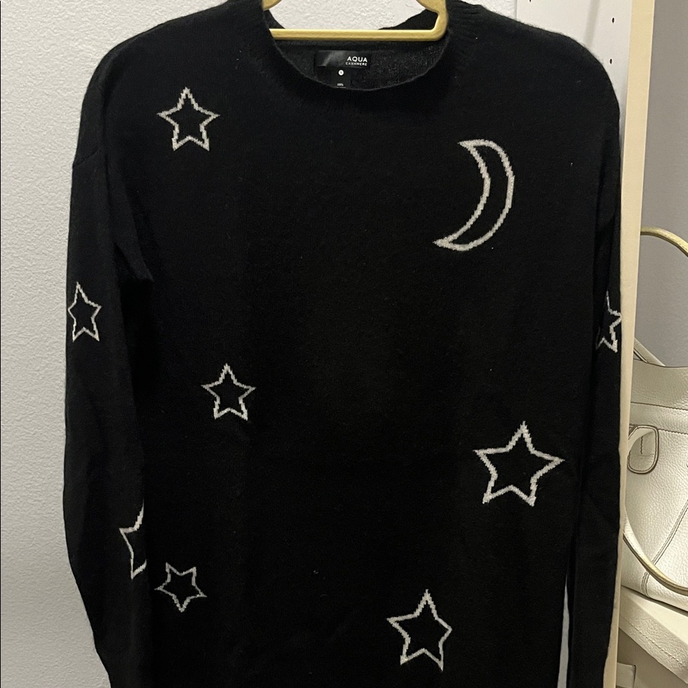 Aqua Black Celestial Crewneck Sweater